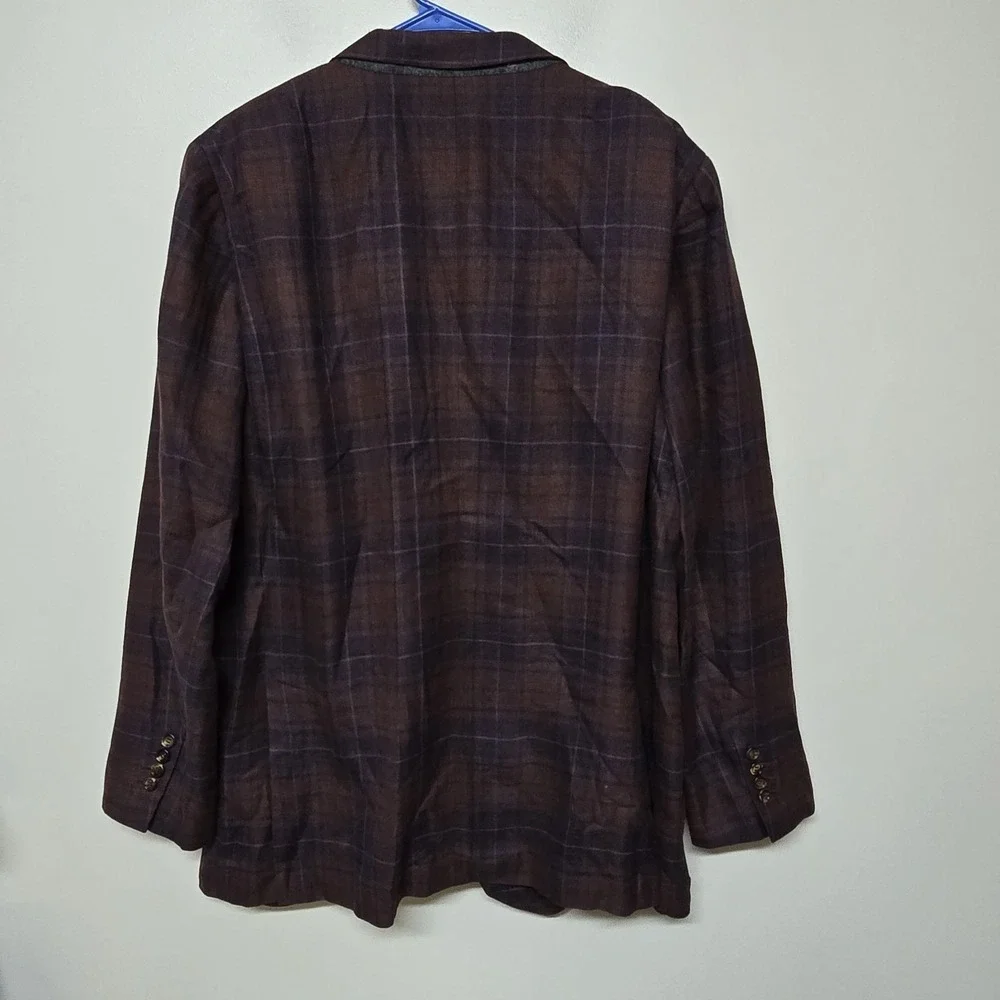 Brunello Cucinelli Sartoria Solomeo Blazer Linen Wool Silk Burgundy Plaid Italy